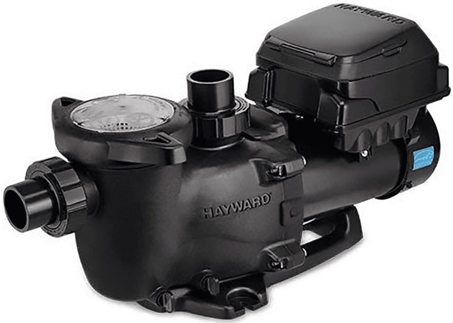 Black Hayward pump with clear strainer lid